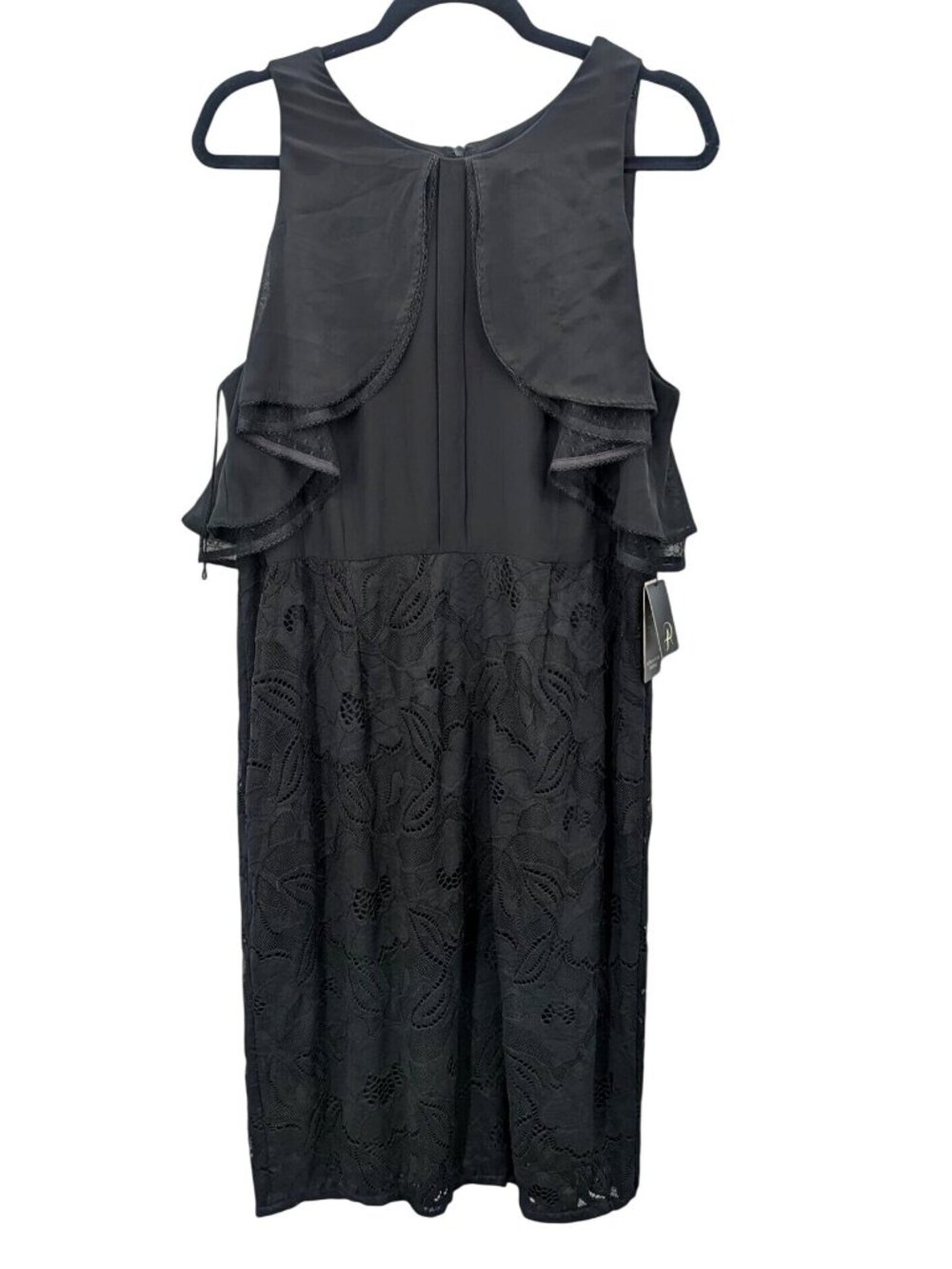 Black Lace‎ Layered Ruffle Sheath Dress Elegant Cocktail Formal Wedding Size 16